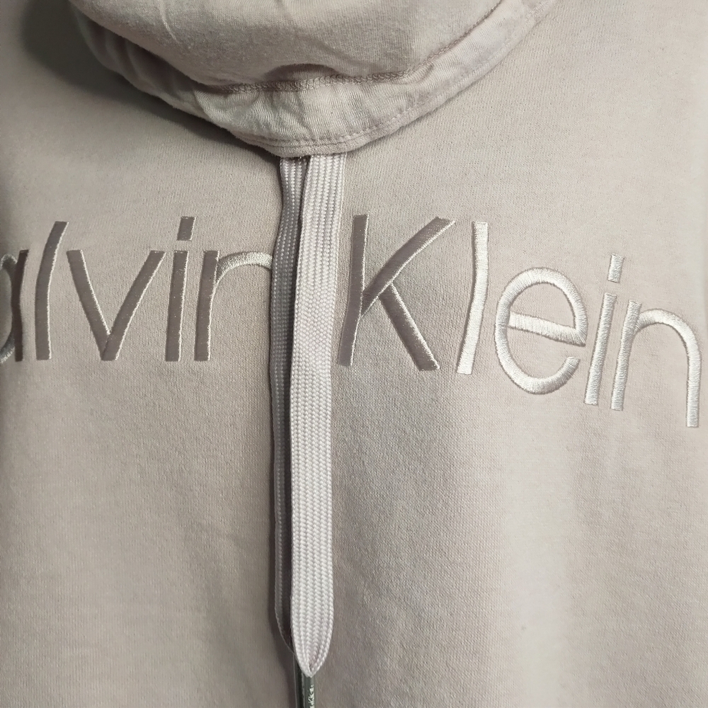 Calvin Klein Women's Dusty Pink Embroidered Logo Fleece Lined Hoodie Size Small - Picture 7 of 9